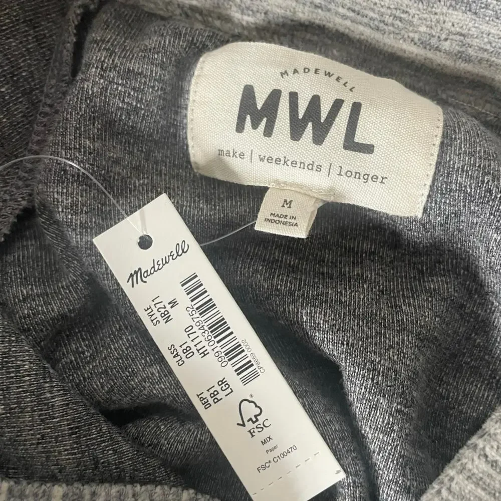 NWT Madewell MWL Velour Space-Dyed Half-Zip Sweatshirt & Sweatpants Size Medium